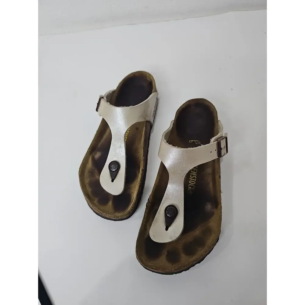 Birkenstock Gizeh Regular Fit Birko Flor Graceful Pearl/White Size 37 / 6.5
